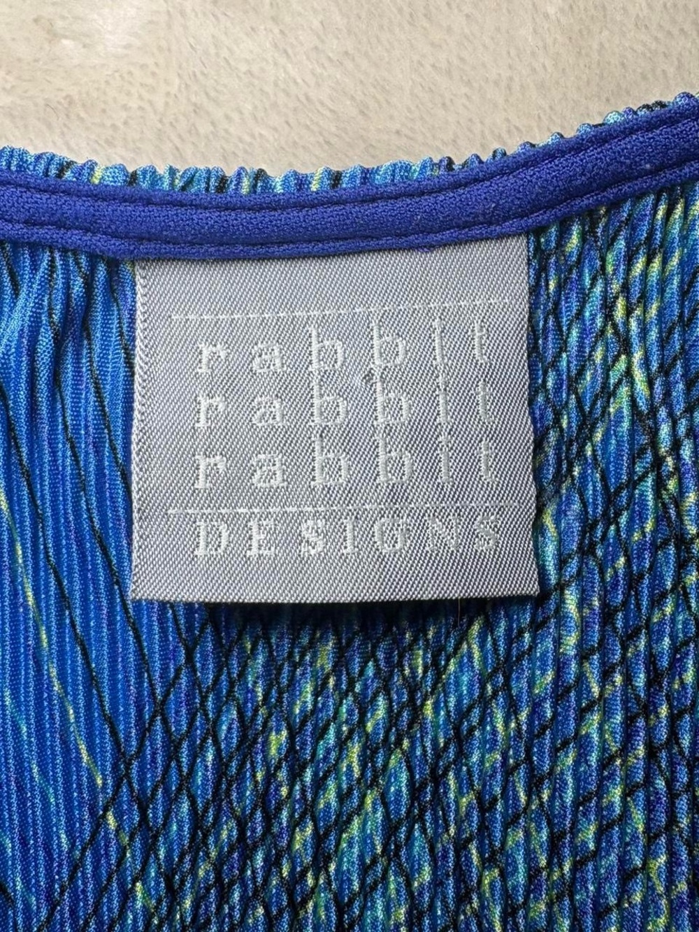 Vintage Rabbit Rabbit Rabbit Blue Wave-Print Sleeveless Maxi Dress - Picture 3 of 8